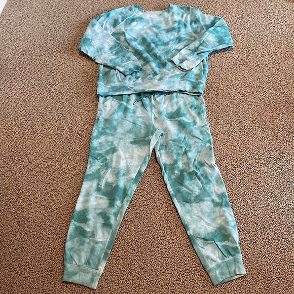 Tie Dye Green & White Jogger Set Size:Top-Medium;Bottom-Small Like New - Picture 1 of 8